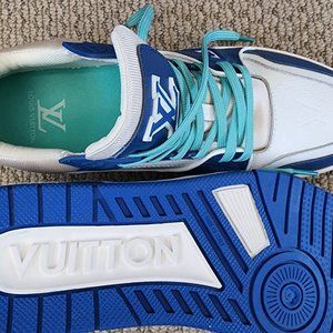 LV Trainer Shoes Blue and White